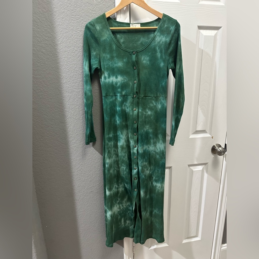 Anthropologie | T.LA green tie dye button down dress size small - Picture 2 of 4